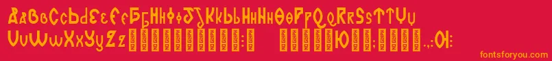 RomanjoRegular-Schriftart – Orangefarbene Schriften auf rotem Hintergrund