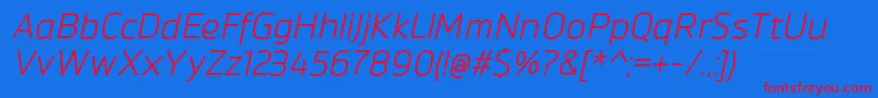 フォントBrokmanItalic – 赤い文字の青い背景