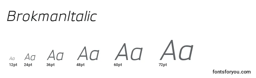 Размеры шрифта BrokmanItalic