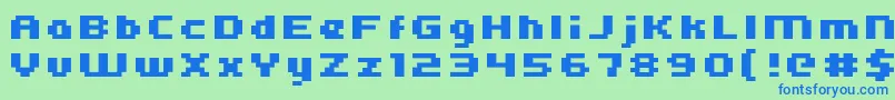 フォントKroeger0564 – 青い文字は緑の背景です。