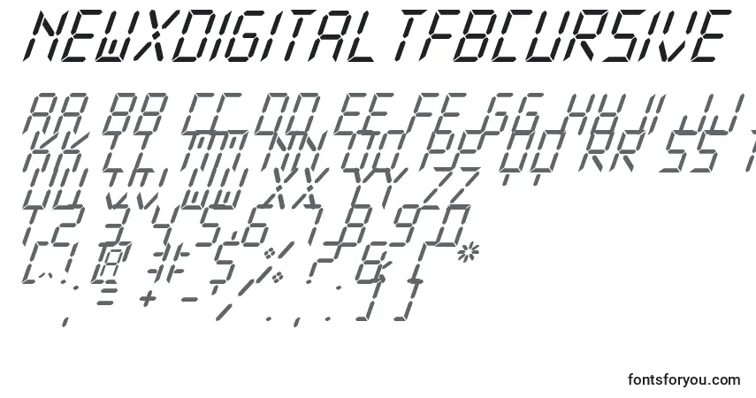 NewXDigitalTfbCursive-fontti – aakkoset, numerot, erikoismerkit