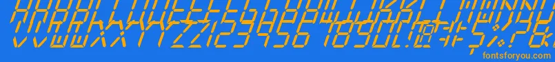 NewXDigitalTfbCursive-Schriftart – Orangefarbene Schriften auf blauem Hintergrund