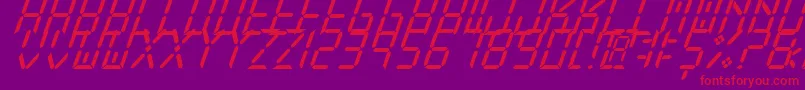 フォントNewXDigitalTfbCursive – 紫の背景に赤い文字