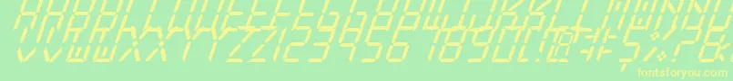NewXDigitalTfbCursive-fontti – keltaiset fontit vihreällä taustalla
