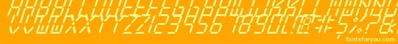 NewXDigitalTfbCursive-fontti – keltaiset fontit oranssilla taustalla