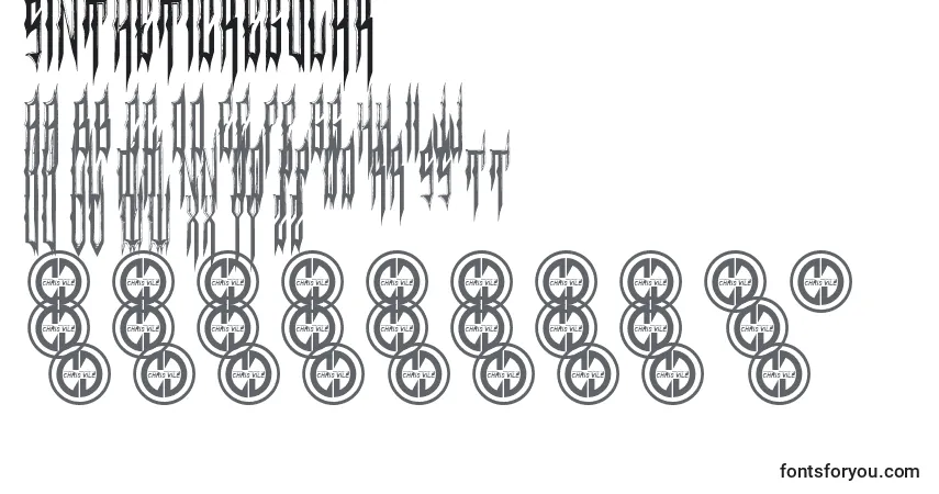 Schriftart SintheticRegular – Alphabet, Zahlen, spezielle Symbole