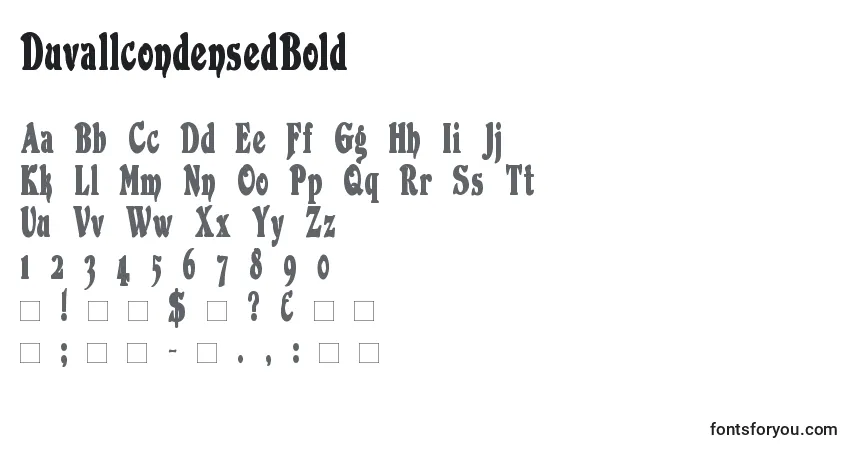 characters of duvallcondensedbold font, letter of duvallcondensedbold font, alphabet of  duvallcondensedbold font
