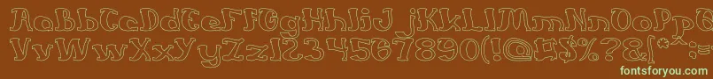 フォントEverlastingSongHollow – 緑色の文字が茶色の背景にあります。