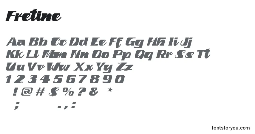 Шрифт Fretine – алфавит, цифры, специальные символы