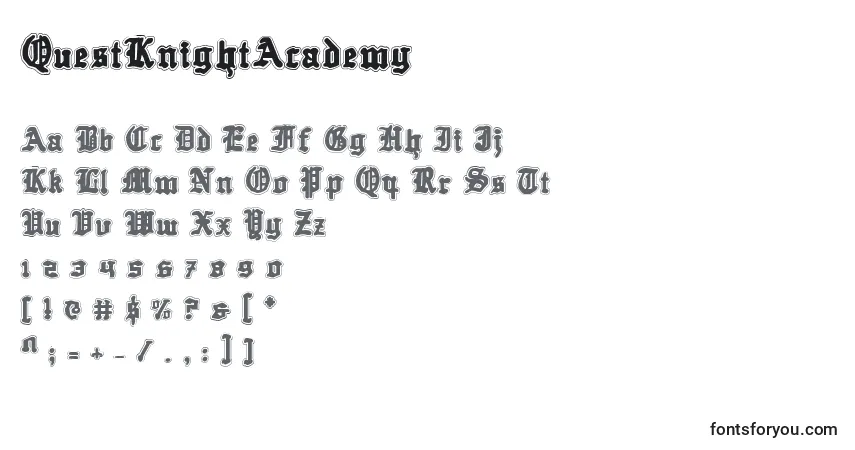 A fonte QuestKnightAcademy – alfabeto, números, caracteres especiais