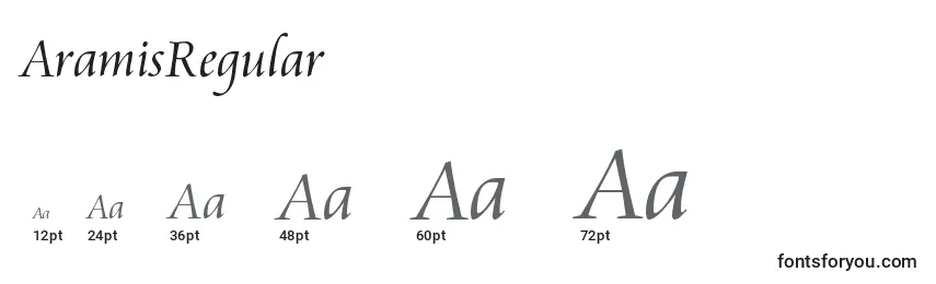 Размеры шрифта AramisRegular