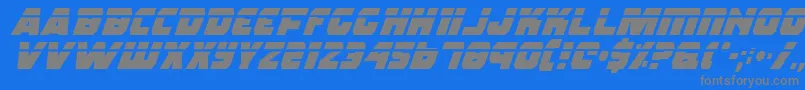 Fonte RogueHeroLaserItalic – fontes cinzas em um fundo azul
