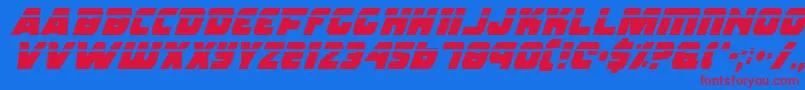 フォントRogueHeroLaserItalic – 赤い文字の青い背景