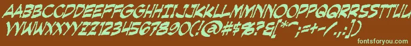 CreepingEvilItalic-Schriftart – Grüne Schriften auf braunem Hintergrund