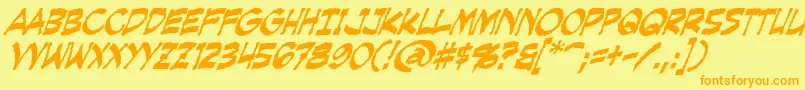 CreepingEvilItalic Font – Orange Fonts on Yellow Background
