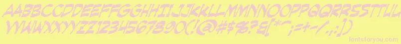 Czcionka CreepingEvilItalic – różowe czcionki na żółtym tle