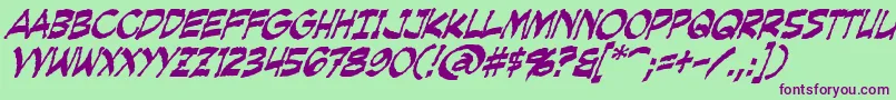 CreepingEvilItalic Font – Purple Fonts on Green Background