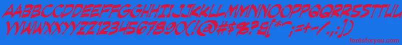 CreepingEvilItalic Font – Red Fonts on Blue Background