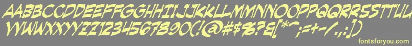 Czcionka CreepingEvilItalic – żółte czcionki na szarym tle
