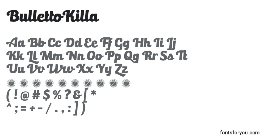 A fonte BullettoKilla – alfabeto, números, caracteres especiais