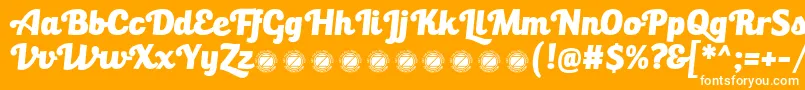 BullettoKilla-Schriftart – Weiße Schriften auf orangefarbenem Hintergrund