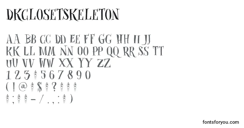 A fonte DkClosetSkeleton – alfabeto, números, caracteres especiais