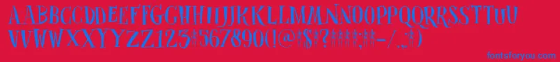 Czcionka DkClosetSkeleton – niebieskie czcionki na czerwonym tle
