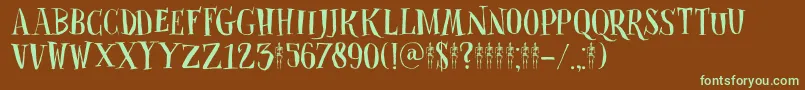 DkClosetSkeleton-fontti – vihreät fontit ruskealla taustalla