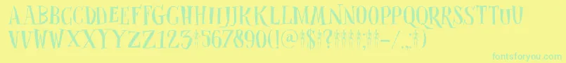 DkClosetSkeleton Font – Green Fonts on Yellow Background