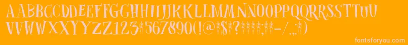 DkClosetSkeleton-fontti – vaaleanpunaiset fontit oranssilla taustalla
