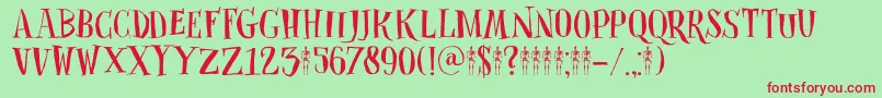 DkClosetSkeleton-fontti – punaiset fontit vihreällä taustalla