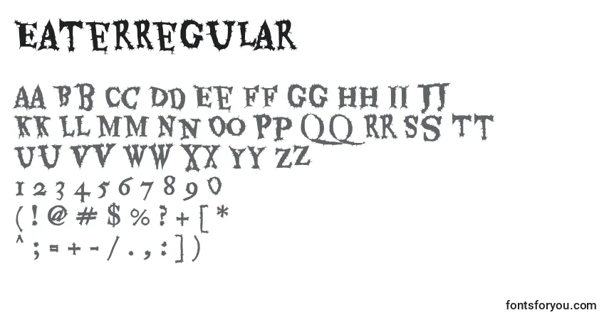 Czcionka EaterRegular – alfabet, cyfry, specjalne znaki