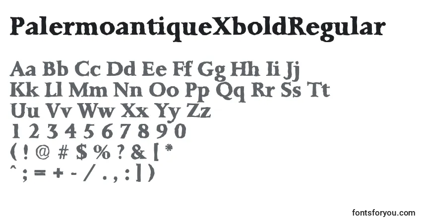 A fonte PalermoantiqueXboldRegular – alfabeto, números, caracteres especiais