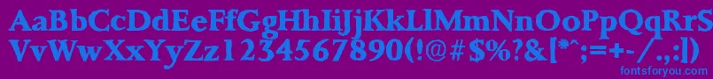 Fonte PalermoantiqueXboldRegular – fontes azuis em um fundo violeta