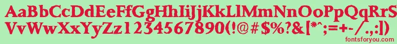 フォントPalermoantiqueXboldRegular – 赤い文字の緑の背景