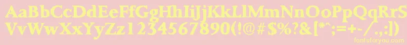 PalermoantiqueXboldRegular-fontti – keltaiset fontit vaaleanpunaisella taustalla