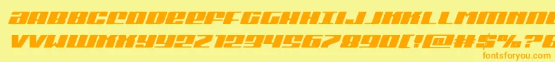 Michiganital-Schriftart – Orangefarbene Schriften auf gelbem Hintergrund