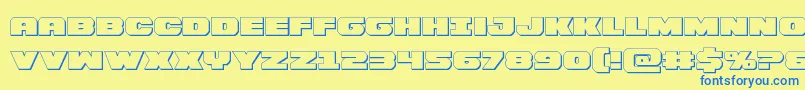 Bummer3D-Schriftart – Blaue Schriften auf gelbem Hintergrund