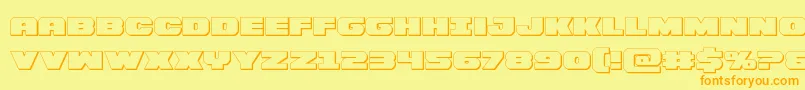 フォントBummer3D – オレンジの文字が黄色の背景にあります。