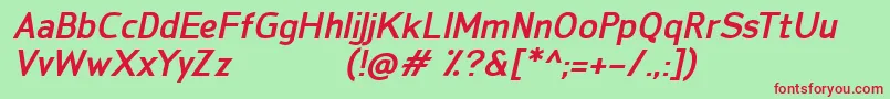 SanFredianoBoldItalic Font – Red Fonts on Green Background