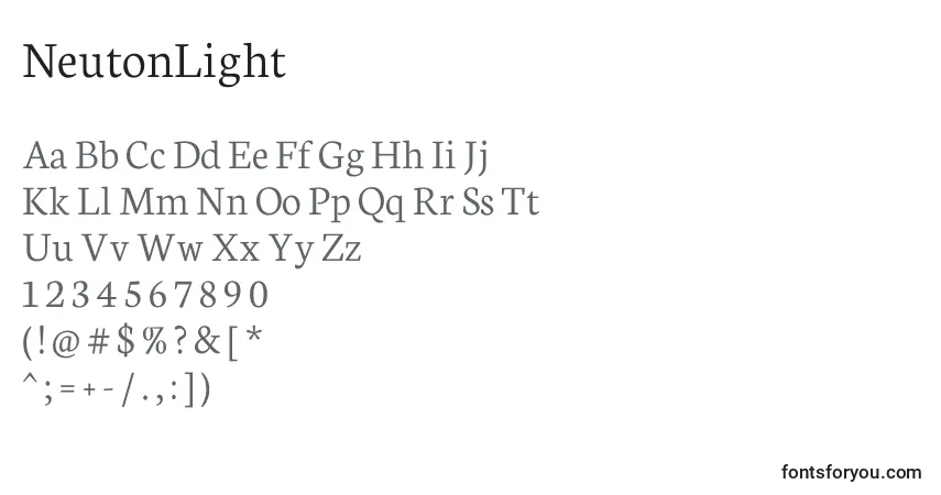 Schriftart NeutonLight – Alphabet, Zahlen, spezielle Symbole