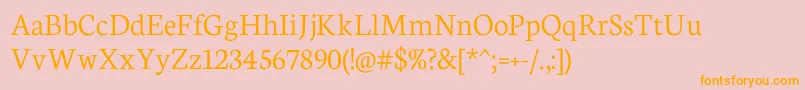 NeutonLight-Schriftart – Orangefarbene Schriften auf rosa Hintergrund