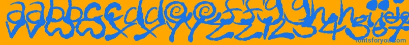 InkyScrawls Font – Blue Fonts on Orange Background
