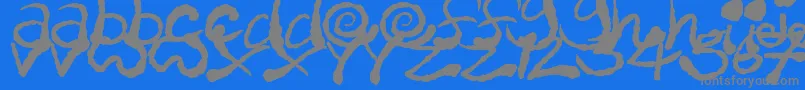 InkyScrawlsフォントについての詳細 フォントInkyScrawls – 青い背景に灰色の文字