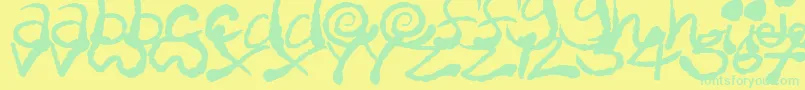 InkyScrawls Font – Green Fonts on Yellow Background