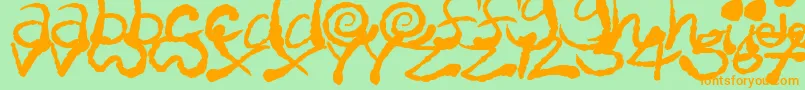 Więcej informacji o czcionce InkyScrawls Czcionka InkyScrawls – pomarańczowe czcionki na zielonym tle