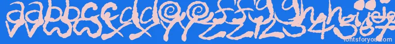 Więcej informacji o czcionce InkyScrawls Czcionka InkyScrawls – różowe czcionki na niebieskim tle