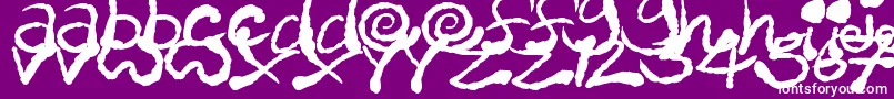 Czcionka InkyScrawls – białe czcionki na fioletowym tle