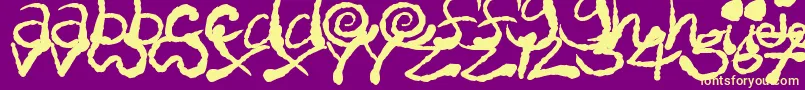 InkyScrawlsフォントについての詳細 フォントInkyScrawls – 紫の背景に黄色のフォント