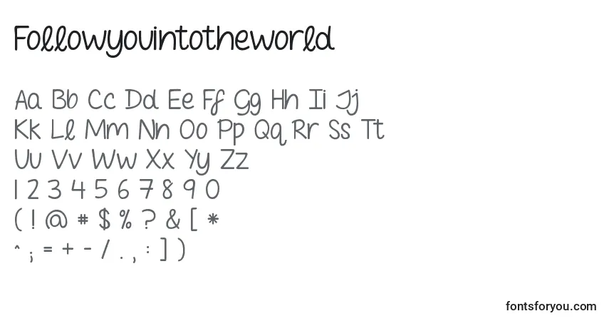 Шрифт Followyouintotheworld – алфавит, цифры, специальные символы